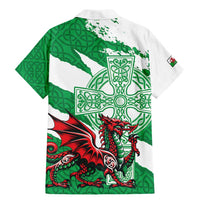 Wales Celtic Cross Family Matching Mermaid Dress and Hawaiian Shirt Cymru Am Byth Green Version - Wonder Print Shop