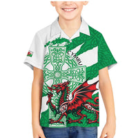 Wales Celtic Cross Family Matching Mermaid Dress and Hawaiian Shirt Cymru Am Byth Green Version - Wonder Print Shop