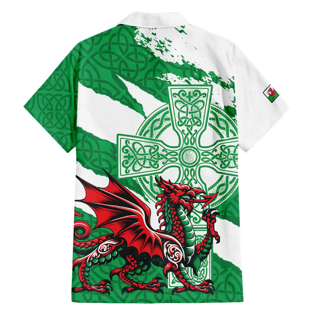 Wales Celtic Cross Family Matching Puletasi and Hawaiian Shirt Cymru Am Byth Green Version - Wonder Print Shop