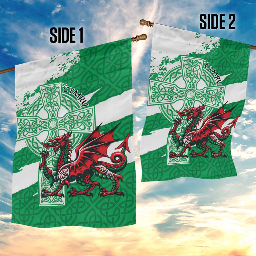 Wales Celtic Cross Garden Flag Cymru Am Byth Green Version - Wonder Print Shop