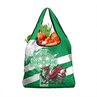 Wales Celtic Cross Grocery Bag Cymru Am Byth Green Version - Wonder Print Shop