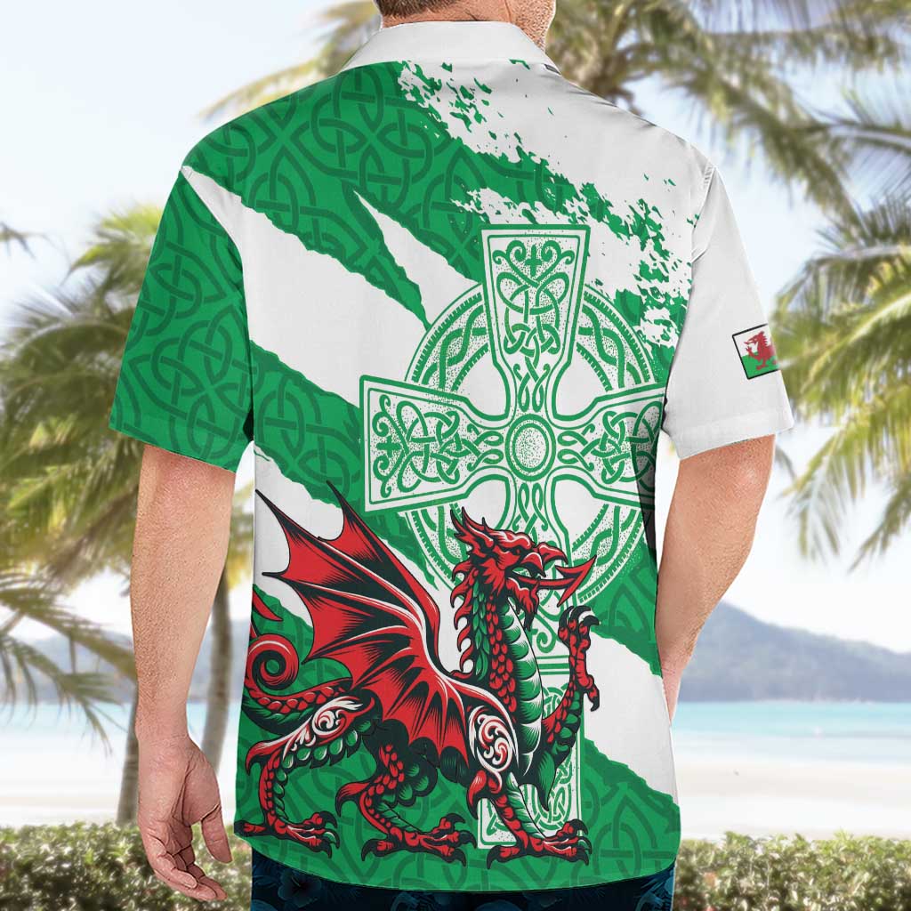 Wales Celtic Cross Hawaiian Shirt Cymru Am Byth Green Version - Wonder Print Shop