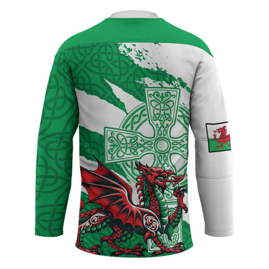 Wales Celtic Cross Hockey Jersey Cymru Am Byth Green Version - Wonder Print Shop