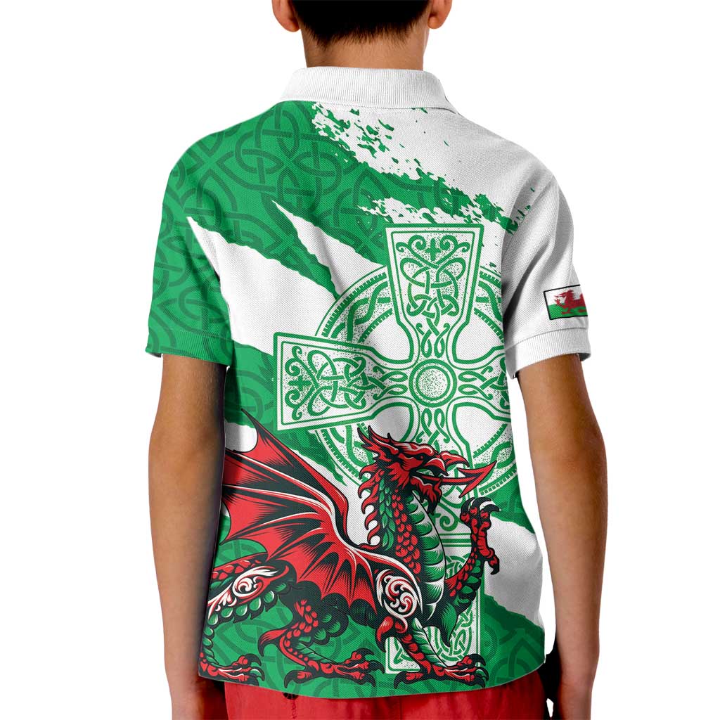 Wales Celtic Cross Kid Polo Shirt Cymru Am Byth Green Version - Wonder Print Shop