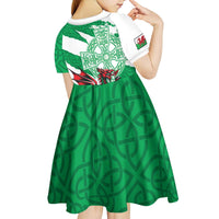 Wales Celtic Cross Kid Short Sleeve Dress Cymru Am Byth Green Version - Wonder Print Shop