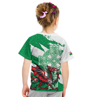 Wales Celtic Cross Kid T Shirt Cymru Am Byth Green Version - Wonder Print Shop