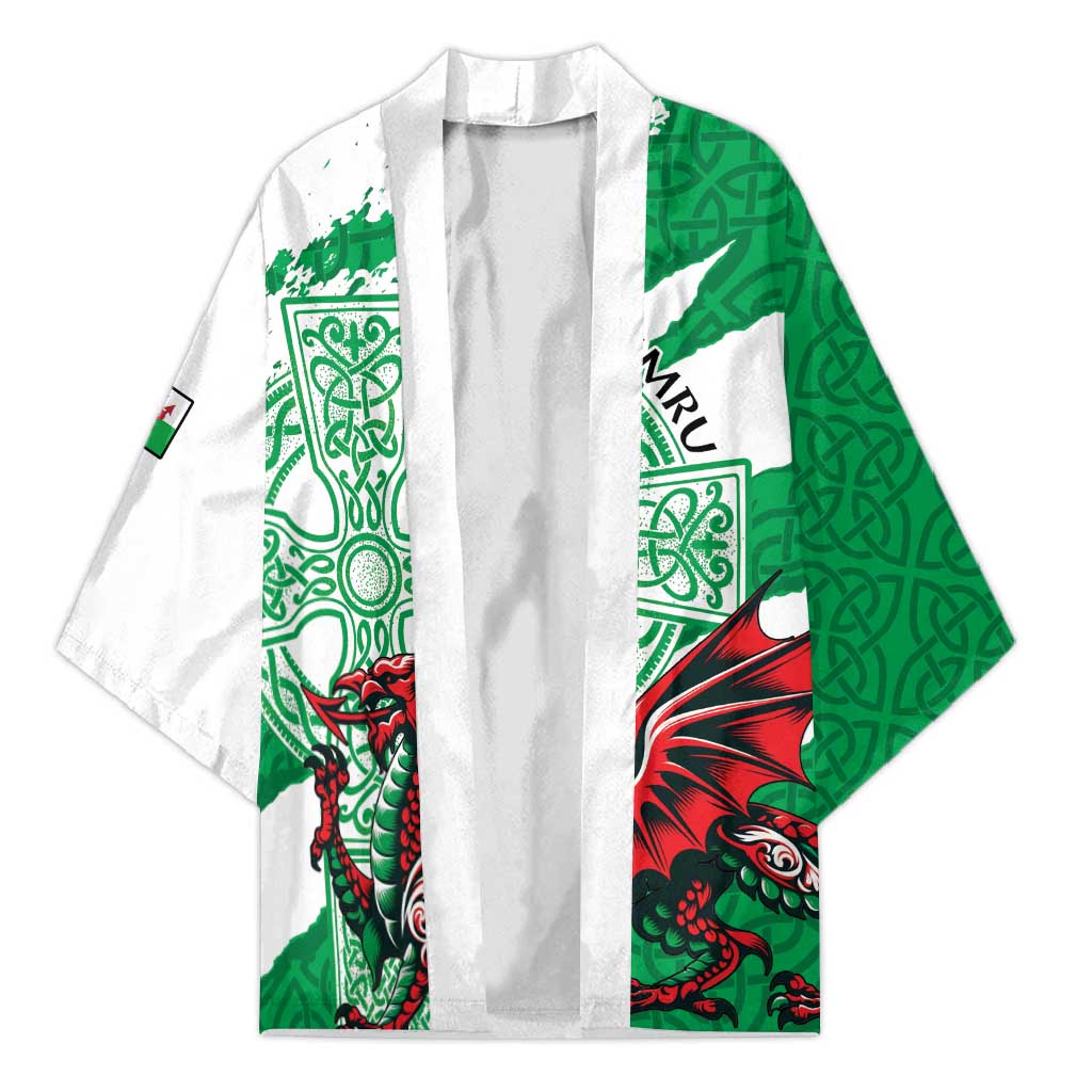 Wales Celtic Cross Kimono Cymru Am Byth Green Version - Wonder Print Shop