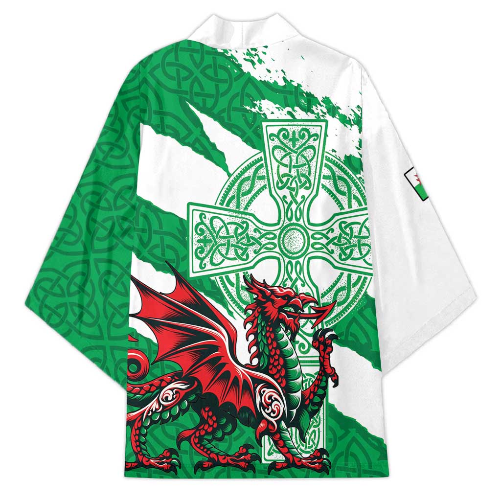 Wales Celtic Cross Kimono Cymru Am Byth Green Version - Wonder Print Shop