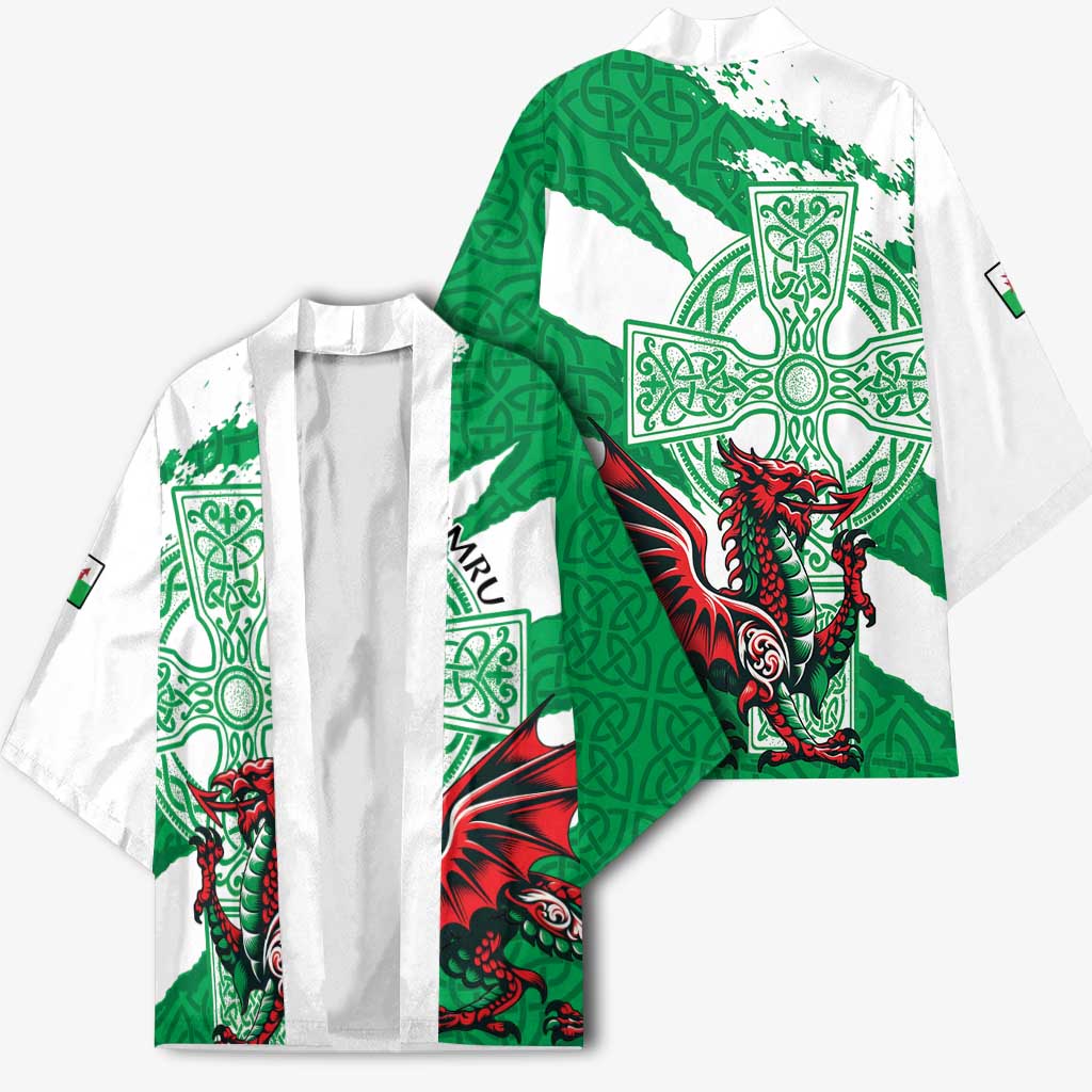 Wales Celtic Cross Kimono Cymru Am Byth Green Version - Wonder Print Shop