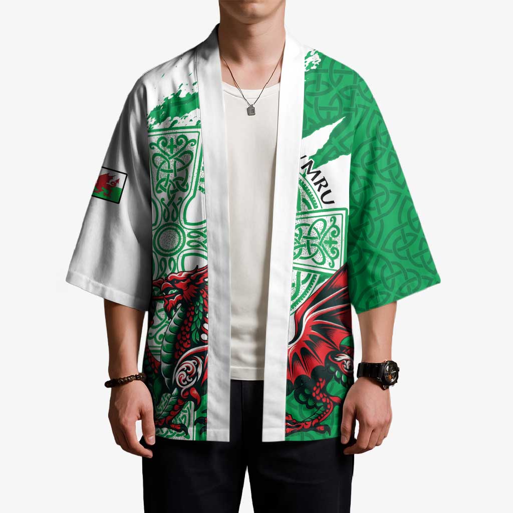 Wales Celtic Cross Kimono Cymru Am Byth Green Version - Wonder Print Shop