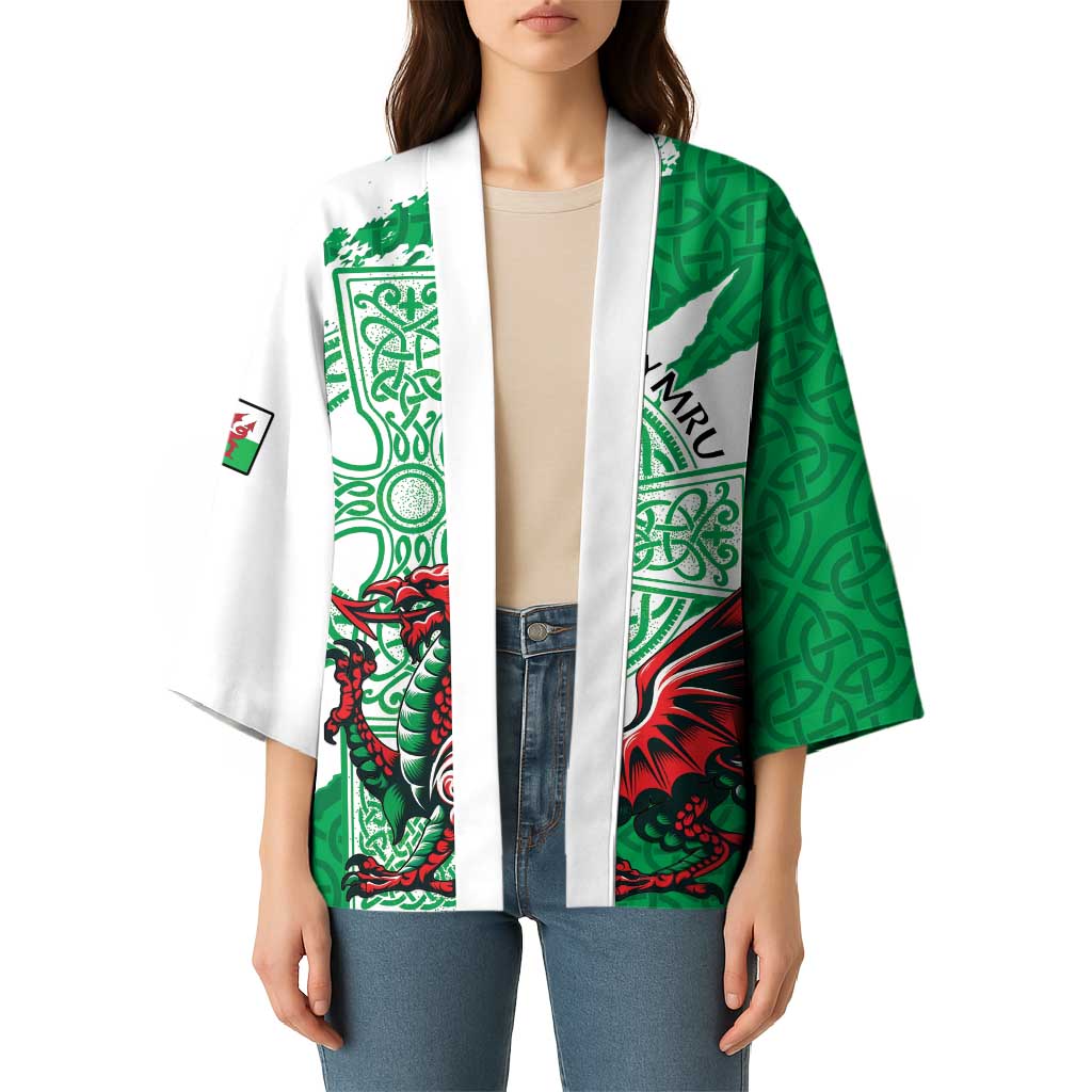 Wales Celtic Cross Kimono Cymru Am Byth Green Version - Wonder Print Shop