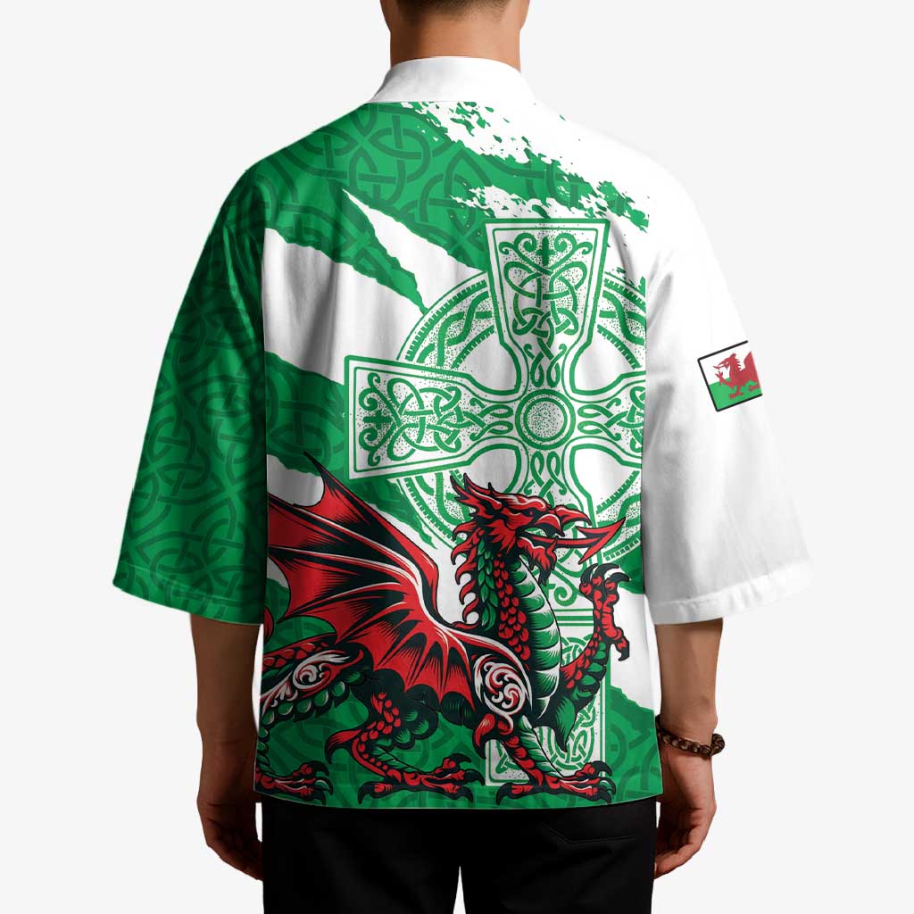 Wales Celtic Cross Kimono Cymru Am Byth Green Version - Wonder Print Shop