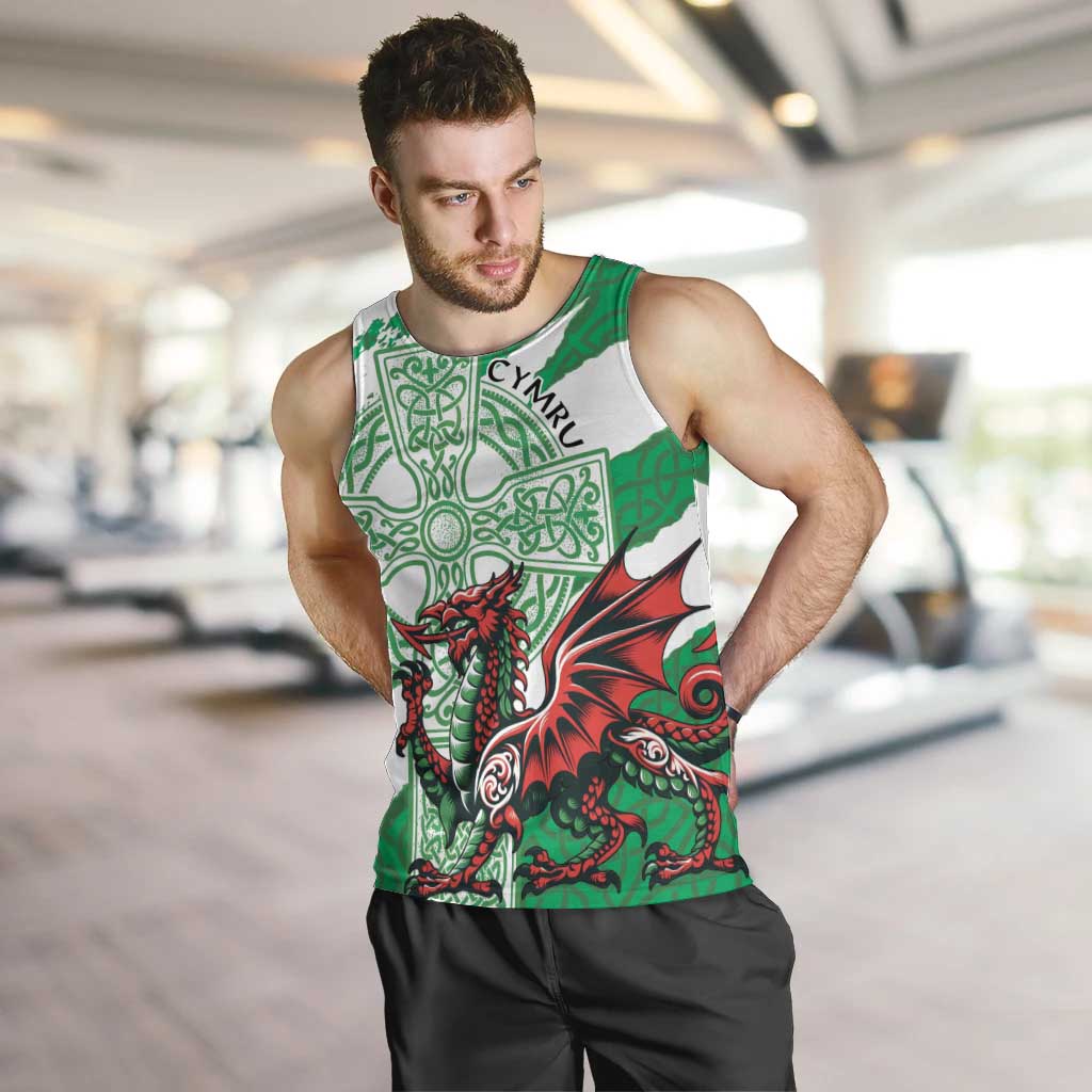 Wales Celtic Cross Men Tank Top Cymru Am Byth Green Version - Wonder Print Shop