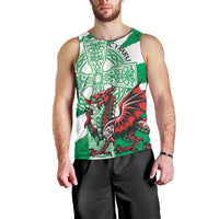 Wales Celtic Cross Men Tank Top Cymru Am Byth Green Version - Wonder Print Shop