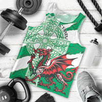 Wales Celtic Cross Men Tank Top Cymru Am Byth Green Version - Wonder Print Shop