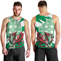 Wales Celtic Cross Men Tank Top Cymru Am Byth Green Version - Wonder Print Shop