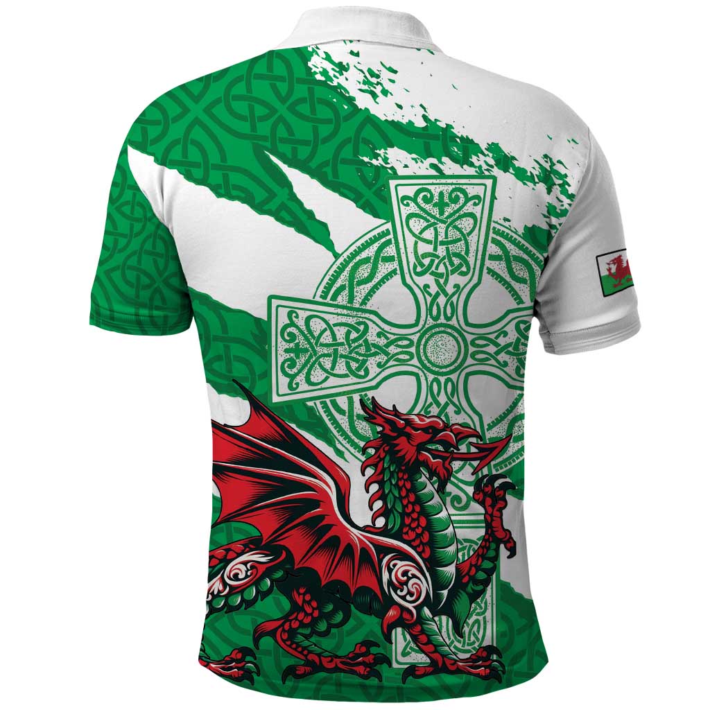 Wales Celtic Cross Polo Shirt Cymru Am Byth Green Version - Wonder Print Shop