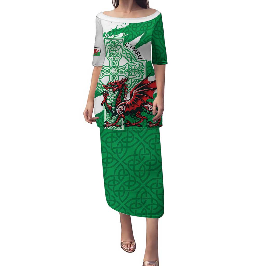 Wales Celtic Cross Puletasi Cymru Am Byth Green Version - Wonder Print Shop