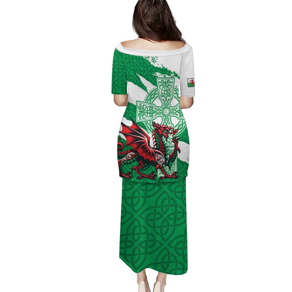 Wales Celtic Cross Puletasi Cymru Am Byth Green Version - Wonder Print Shop