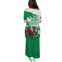 Wales Celtic Cross Puletasi Cymru Am Byth Green Version - Wonder Print Shop