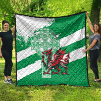 Wales Celtic Cross Quilt Cymru Am Byth Green Version - Wonder Print Shop