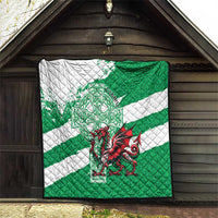 Wales Celtic Cross Quilt Cymru Am Byth Green Version - Wonder Print Shop