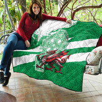 Wales Celtic Cross Quilt Cymru Am Byth Green Version - Wonder Print Shop