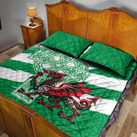 Wales Celtic Cross Quilt Bed Set Cymru Am Byth Green Version - Wonder Print Shop