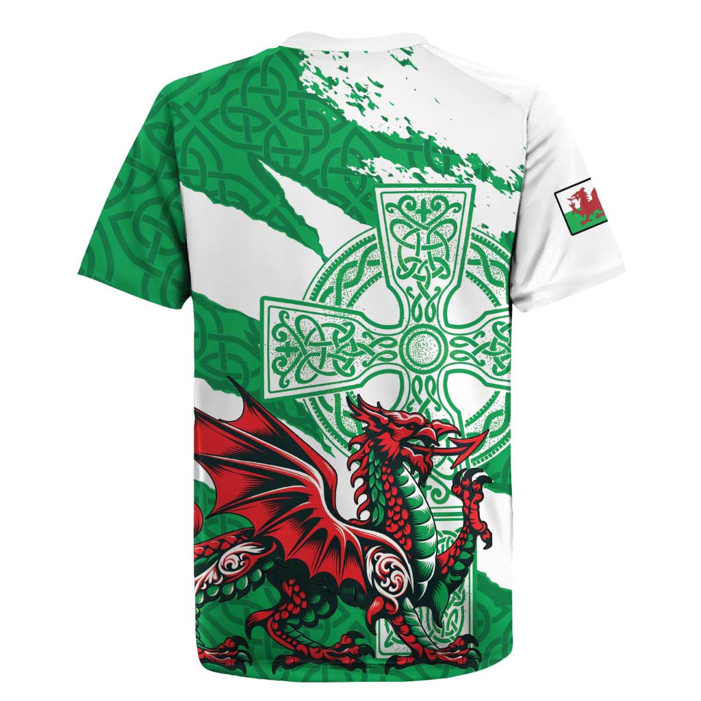 Wales Celtic Cross Rugby Jersey Cymru Am Byth Green Version - Wonder Print Shop