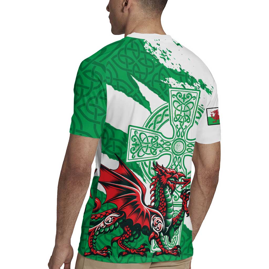 Wales Celtic Cross Rugby Jersey Cymru Am Byth Green Version - Wonder Print Shop