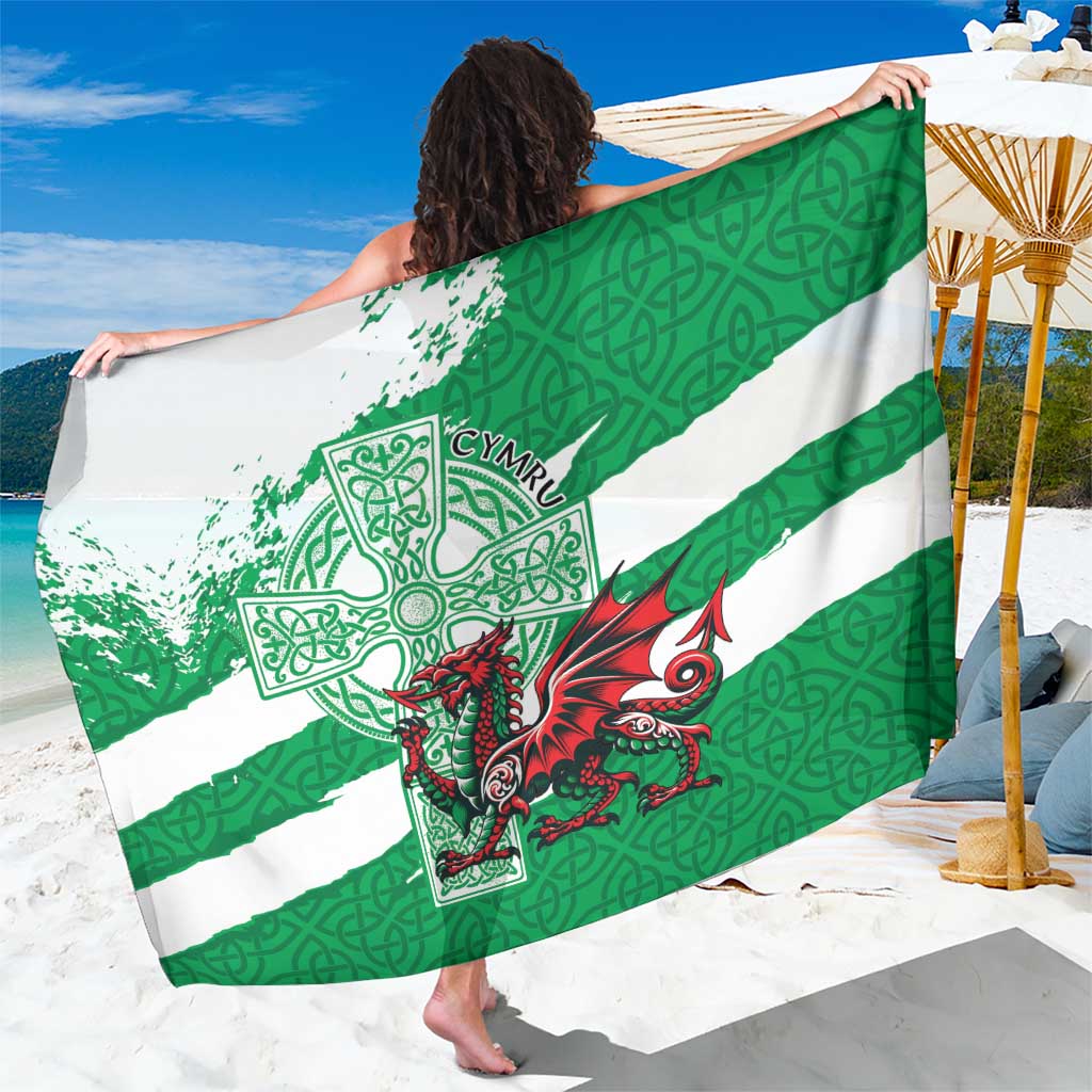 Wales Celtic Cross Sarong Cymru Am Byth Green Version - Wonder Print Shop