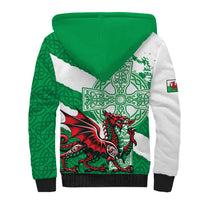 Wales Celtic Cross Sherpa Hoodie Cymru Am Byth Green Version - Wonder Print Shop