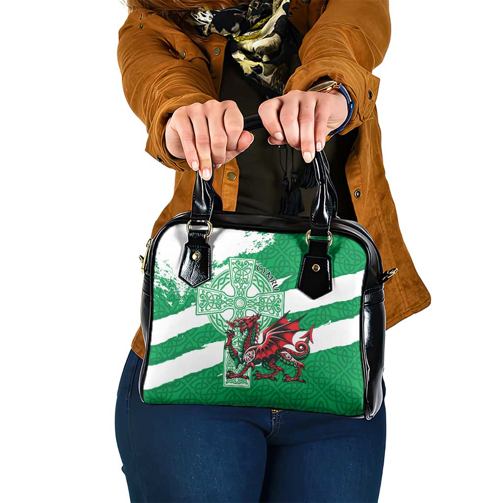 Wales Celtic Cross Shoulder Handbag Cymru Am Byth Green Version - Wonder Print Shop