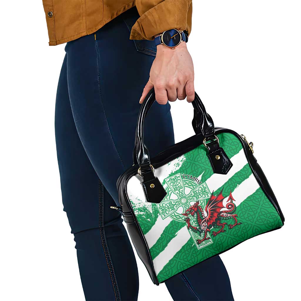 Wales Celtic Cross Shoulder Handbag Cymru Am Byth Green Version - Wonder Print Shop