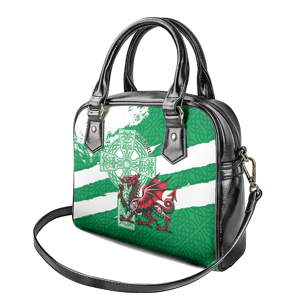 Wales Celtic Cross Shoulder Handbag Cymru Am Byth Green Version - Wonder Print Shop