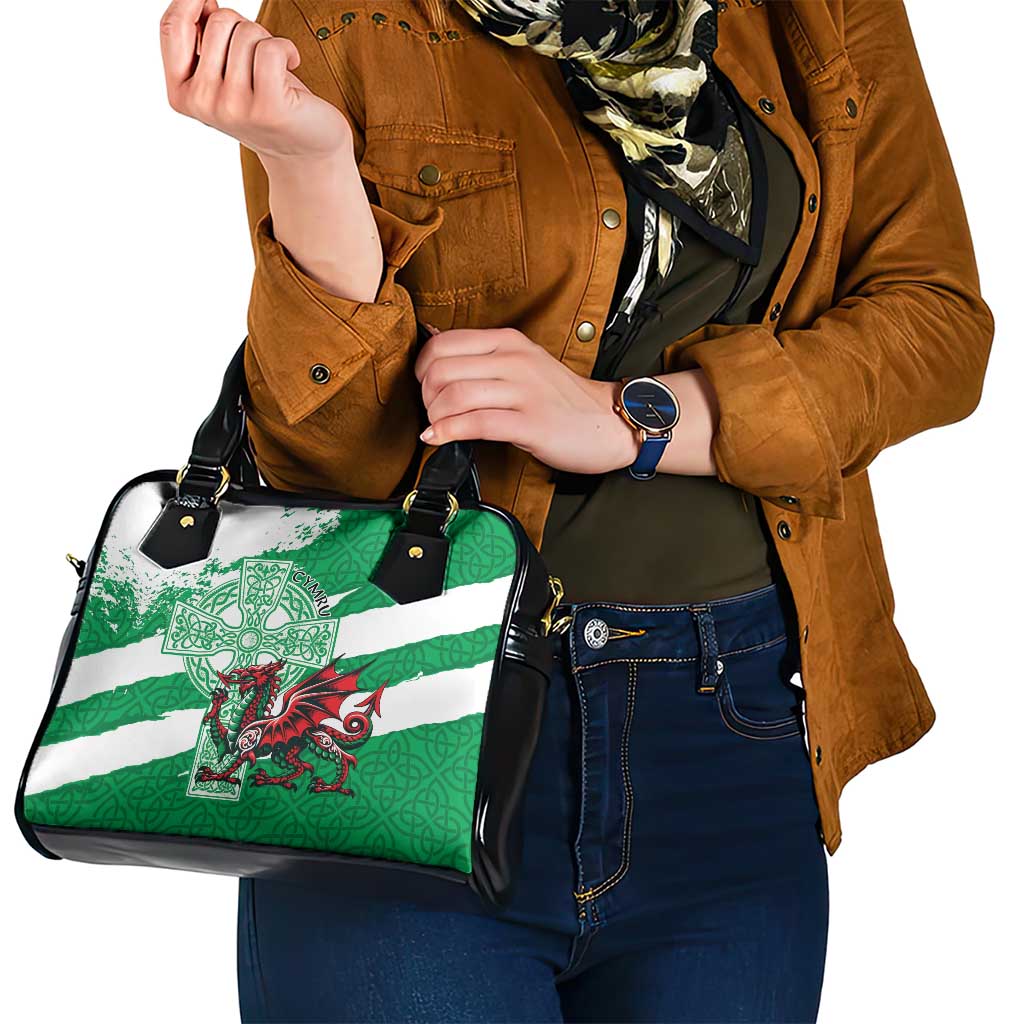 Wales Celtic Cross Shoulder Handbag Cymru Am Byth Green Version - Wonder Print Shop