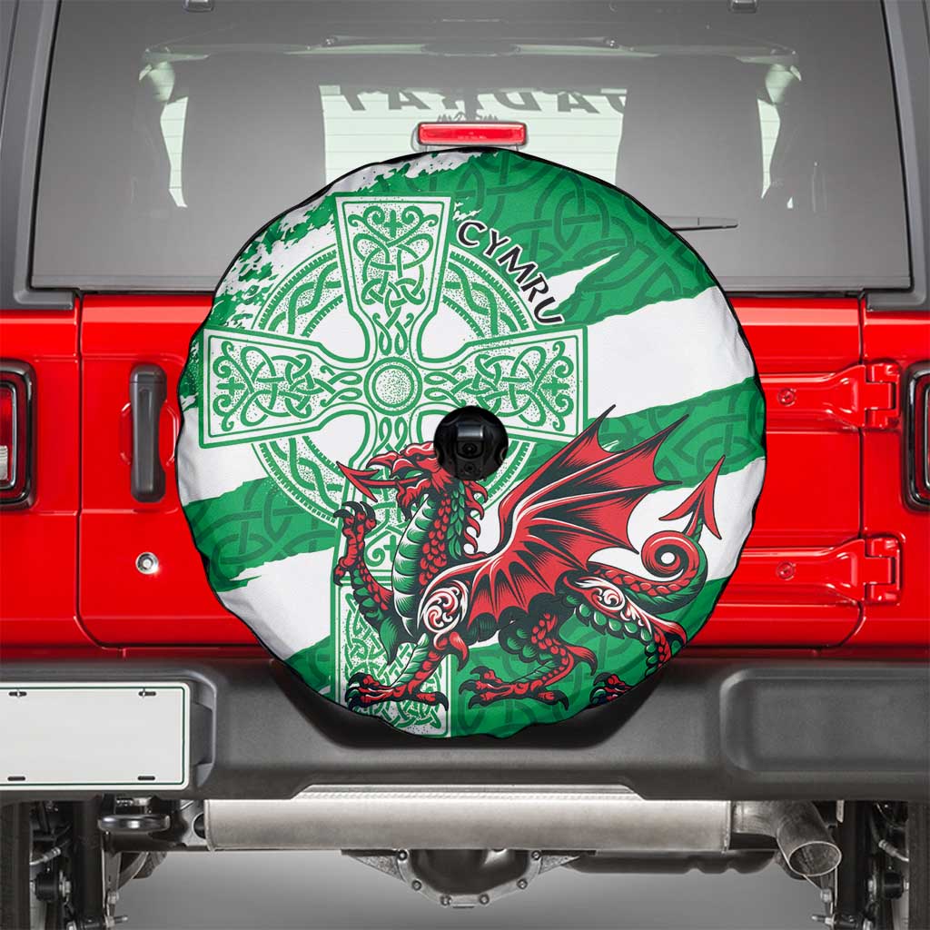 Wales Celtic Cross Spare Tire Cover Cymru Am Byth Green Version - Wonder Print Shop