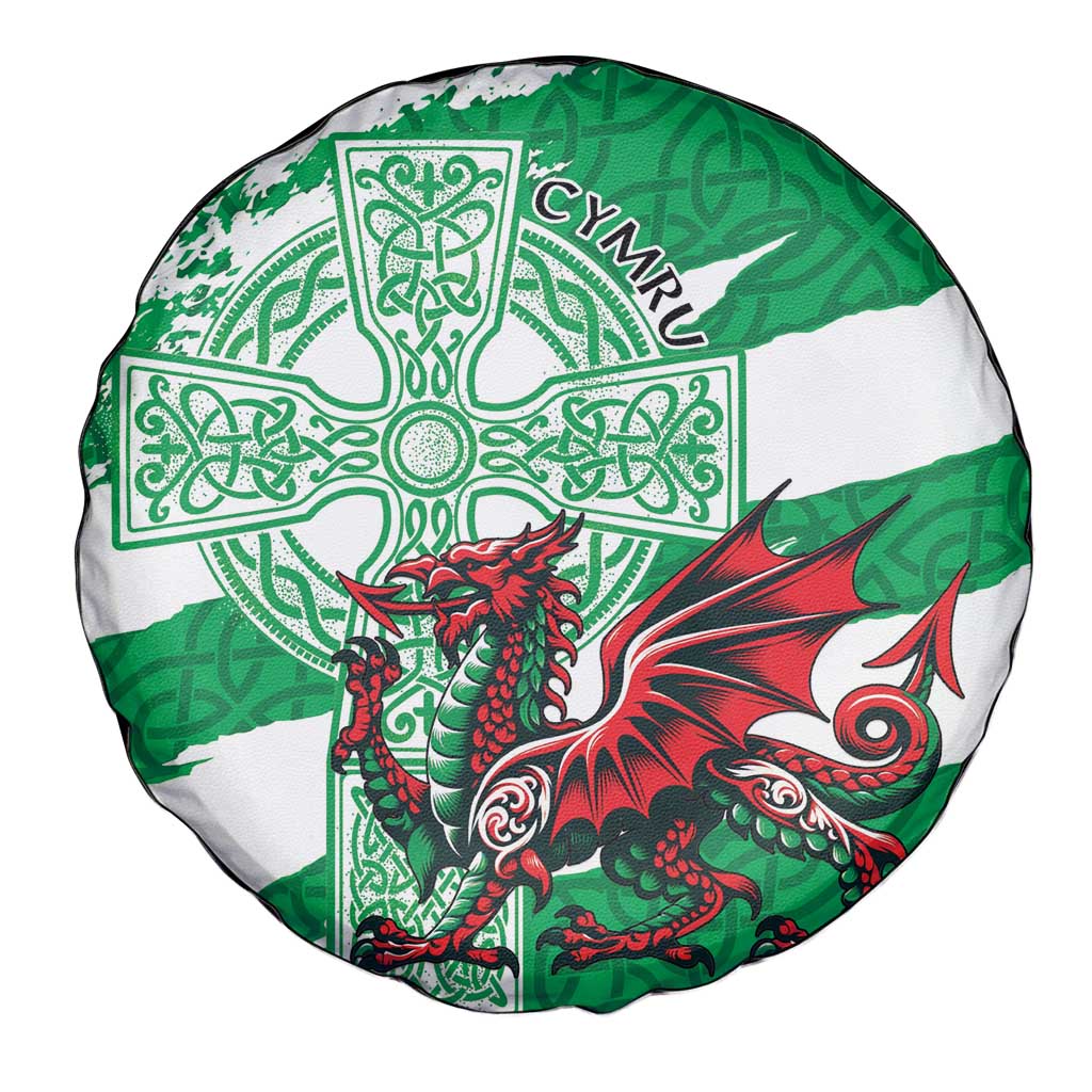 Wales Celtic Cross Spare Tire Cover Cymru Am Byth Green Version - Wonder Print Shop