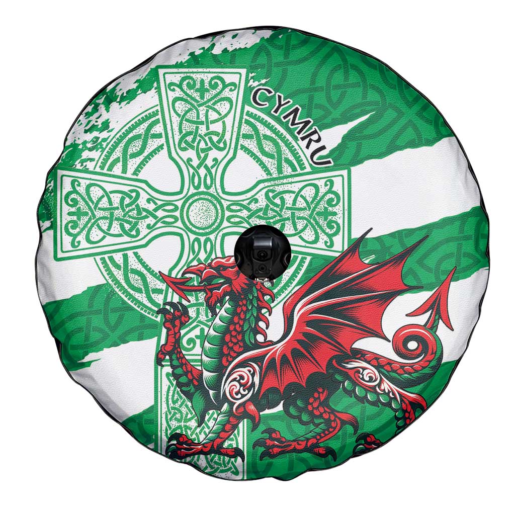 Wales Celtic Cross Spare Tire Cover Cymru Am Byth Green Version - Wonder Print Shop