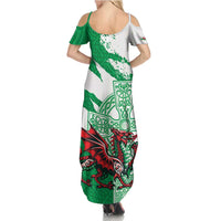 Wales Celtic Cross Summer Maxi Dress Cymru Am Byth Green Version - Wonder Print Shop