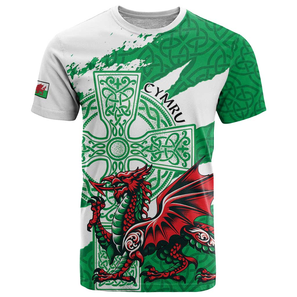 Wales Celtic Cross T Shirt Cymru Am Byth Green Version - Wonder Print Shop