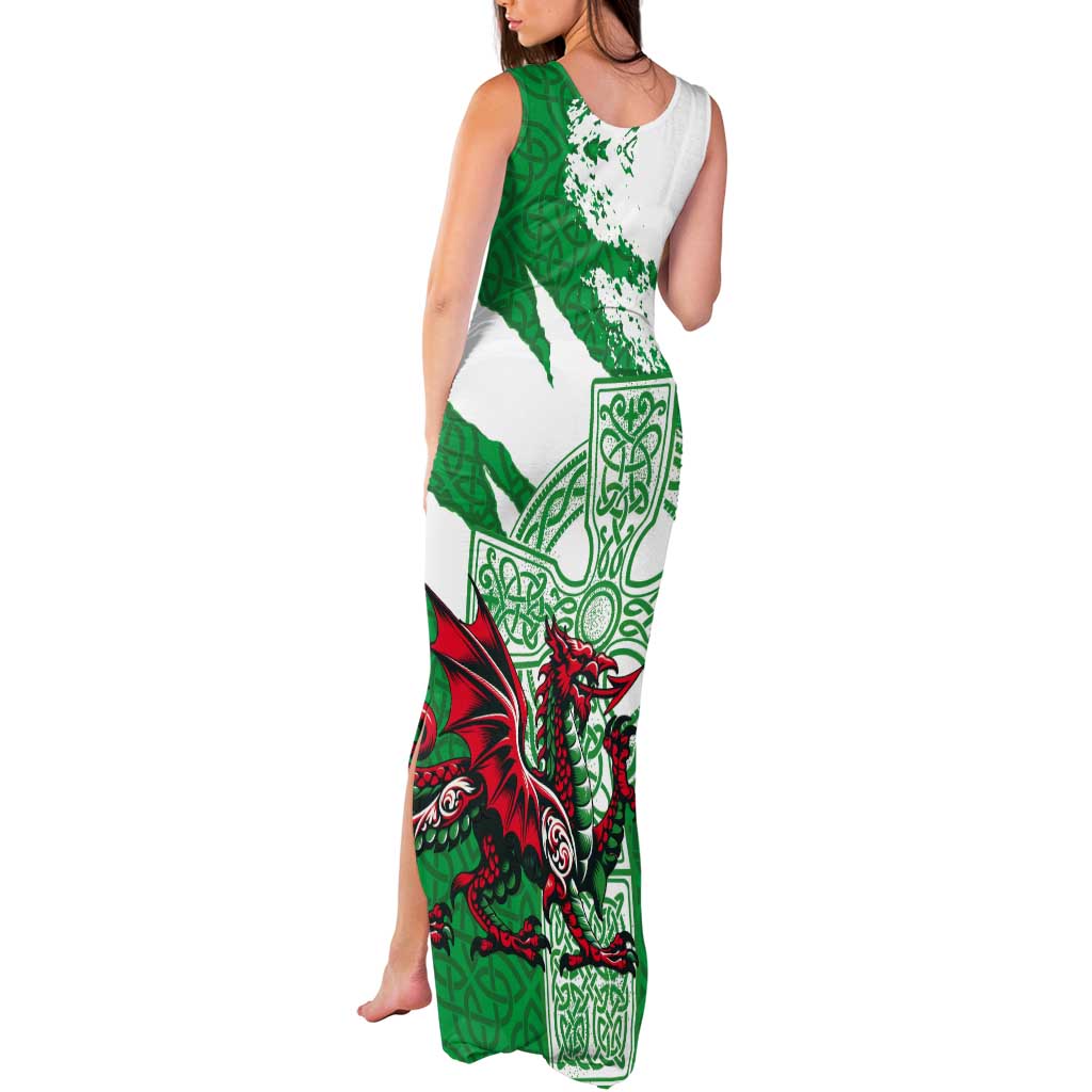 Wales Celtic Cross Tank Maxi Dress Cymru Am Byth Green Version - Wonder Print Shop