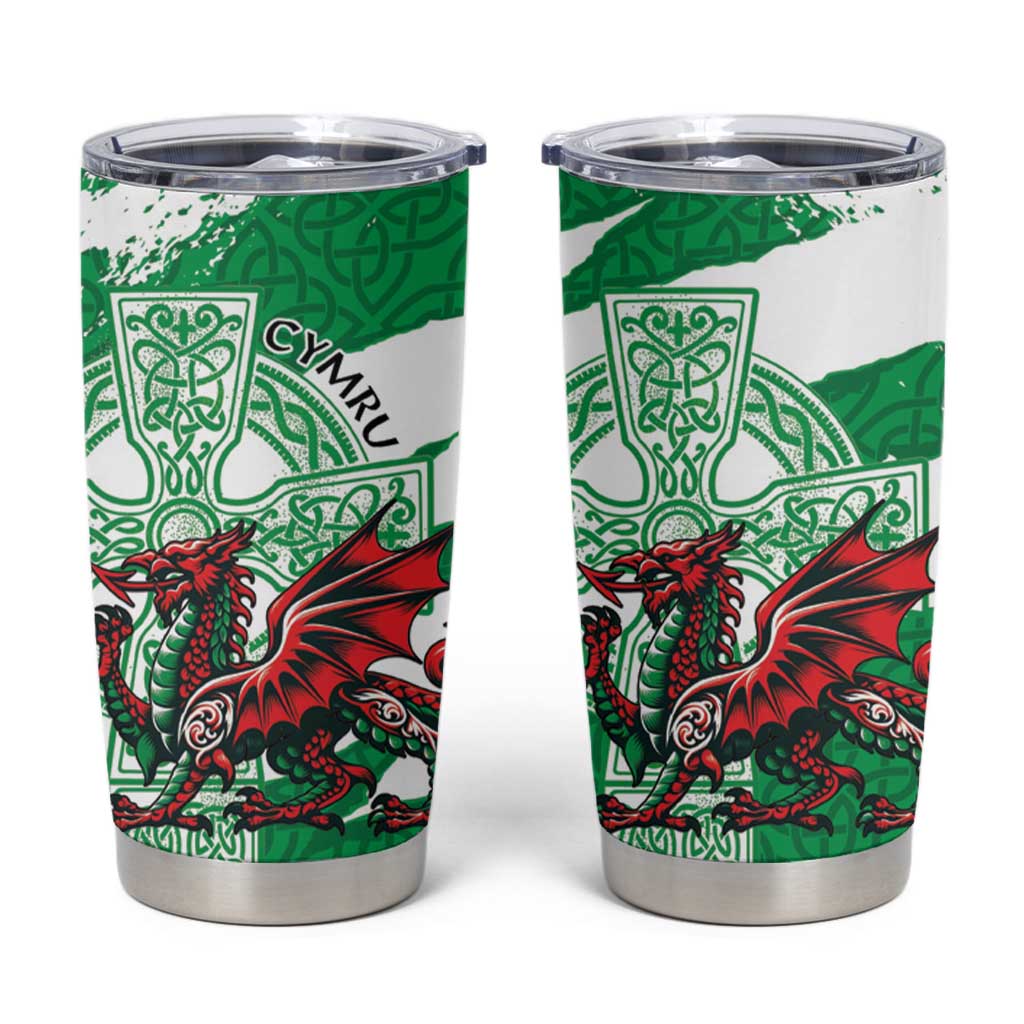 Wales Celtic Cross Tumbler Cup Cymru Am Byth Green Version - Wonder Print Shop