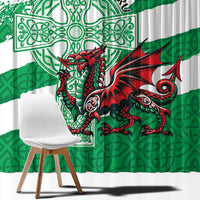 Wales Celtic Cross Window Curtain Cymru Am Byth Green Version - Wonder Print Shop