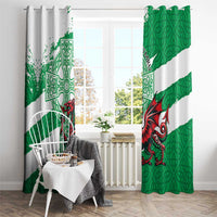 Wales Celtic Cross Window Curtain Cymru Am Byth Green Version - Wonder Print Shop