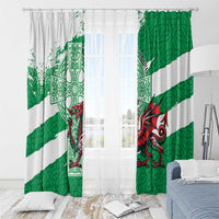 Wales Celtic Cross Window Curtain Cymru Am Byth Green Version - Wonder Print Shop