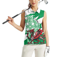 Wales Celtic Cross Women Sleeveless Polo Shirt Cymru Am Byth Green Version - Wonder Print Shop