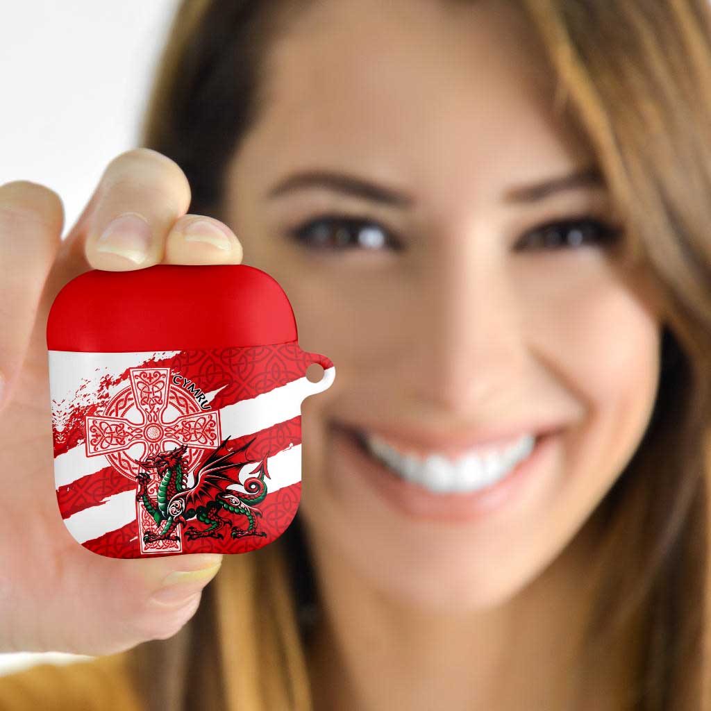 Wales Celtic Cross AirPods Case Cymru Am Byth Red Version - Wonder Print Shop
