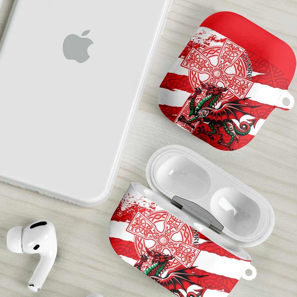 Wales Celtic Cross AirPods Case Cymru Am Byth Red Version - Wonder Print Shop