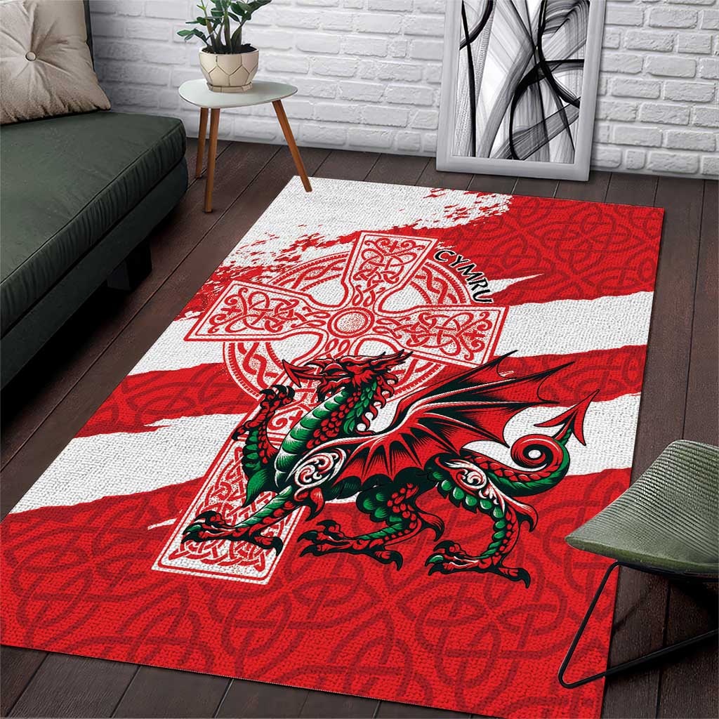 Wales Celtic Cross Area Rug Cymru Am Byth Red Version - Wonder Print Shop